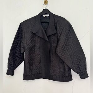 Women’s Vintage Annees Lauder Paris Quilted 100% Silk Oversized Black Jacket